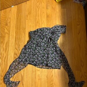 Johnny Martin Black Floral Sheer Blouse